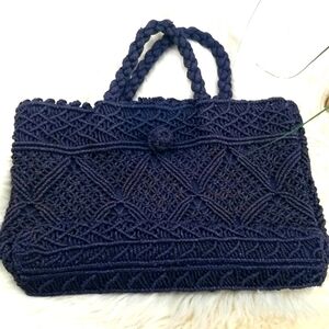 Navy Blue Crochet Handbag Boho Chic Whimsigoth‎ Fairy Peasant